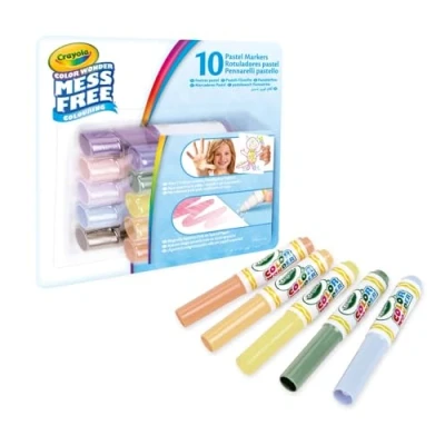 Image de CRAYOLA Color Wonder, jeu de 10 Feutres Anti tache avec des Encres Transparentes, couleurs pastel, Maxi Pointe, 3 ans et plus, 75 7019