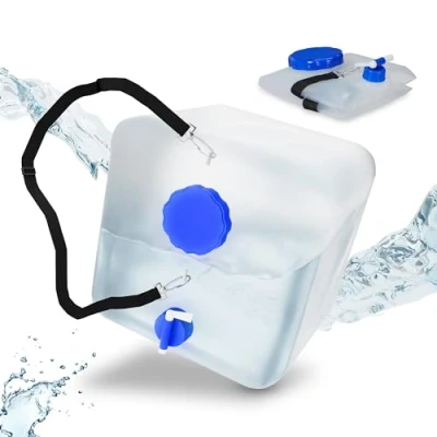 Image de Relaxdays Lot de 2 bidons Pliables, Jerrycan à Eau Camping, Robinet, Large Couvercle &amp; lanière, 15 L, sans BPA