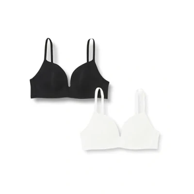 Image de DIM Soutien Gorge Fille Ampliforme Sans Armatures Invisible x2, Noir/Blanc, 80B
