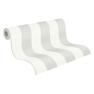 Image de A.S. Création Trendwall 381012 38101 2 Papier peint non tissé Motif rayures Gris/blanc 10,05 x 0,53 m