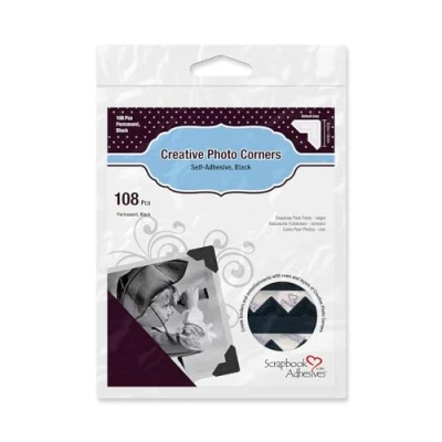 Image de SCRAPBOOK ADHESIVES BY 3L Classic Style Photo Corners Permanent Adhésive Taille Unique Noir