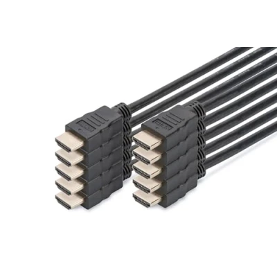 Image de DIGITUS Câble de Connexion HDMI High Speed, Type A mâle/mâle 2.0 2.0m avec Canal Ethernet Ultra HD 4k/60Hz Set 10 Compatible TV/Beamer/Moniteur Contacts dorés Noir