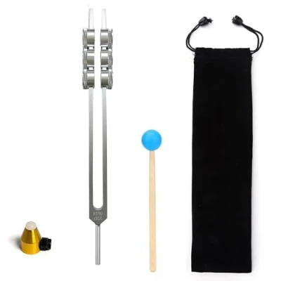 Image de NEWFUN Diapason Therapeutique,Diapason 32 Hz, en aluminium avec marteau Outil de diagnostic santé, idéal pour la thérapie, ThéRapie des chakras,la par le Son