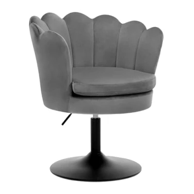 Image de WOLTU Chaise de Coiffeuse, Fauteuil en Forme Fleur avec Siège Rembourré, Pivotante 360, Velours pour Chambre à Coucher, Salon, Hauteur Réglable 43 55cm, Gris foncé, BH420dgr 1