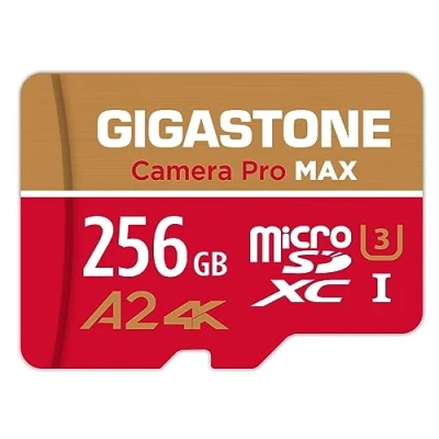 Image de [5 Ans Récupération de données Gratuite] GIGASTONE Carte Mémoire 256 Go, Camera Pro Max, Vitesse jusqu&#039;à 130/85 Mo/s, pour GoPro, DJI, Drone, 4K Video A2 V30 U3 MicroSDXC avec Adaptateur