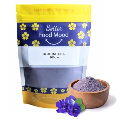 Image de Better Food Mood Poudre de Fleur Bleue Matcha 100 g sans colorants artificiels Fleurs Bleues Riches en antioxydants Utilisation dans Les Flocons d&#039;avoine,