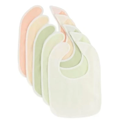 Image de Bieco Lot de 5 bavoirs en coton fin pour bébé nouveau né Bavoir tissu éponge imperméable avec fermeture Velcro Vert, Fine, Taille unique