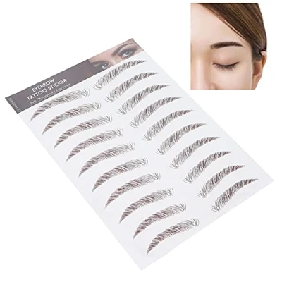 Image de Autocollant de Tatouage Sourcil, Autocollants Transfert Sourcil Imperméables 4D Cheveux comme le Toilettage(MARRON 03)