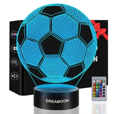 Image de DREAMOON Veilleuse à illusion 3D avec télécommande 16 couleurs changeantes, cadeau créatif Teeanger pour les fans de sport