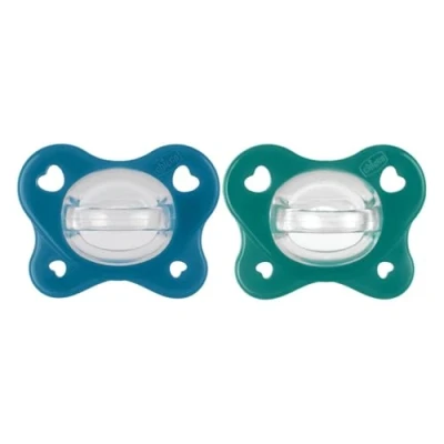 Image de Chicco Dual Soft Lot de 2 tétines en silicone pour bébé garçon 16 à 36 mois Bicolore favorise la respiration et le bon développement bouche