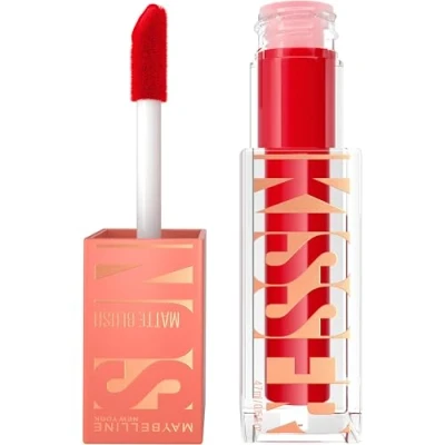 Image de Maybelline New York Blush Liquide 3 en1 Fini Mat Glowy et Vibrant Fard à Joues, Highlighter Bronzer Effet Bonne Mine Teint Hâlé Sunkisser Hazy Matte Teinte : 36 Spicy Red 4,7 ml