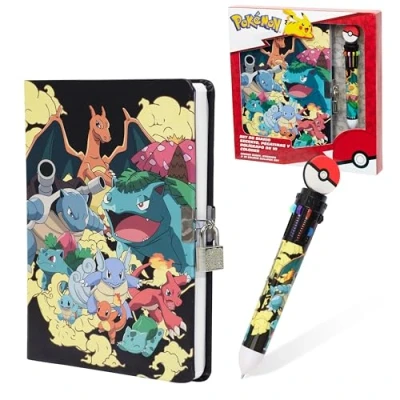 Image de Pokémon Ensemble de Fournitures Papeterie Journal Avec Cadenas, Carnet, Trousse, Stylos (Ensemble Multi Carnets)