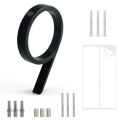 Image de HASWARE Panneau De NuméRo Maison Flottant: 5 Pouce (12cm) Signalisation Porte Moderne Frappant Pour Les Chiffres D&#039;Adresse Rue (9, Noir)