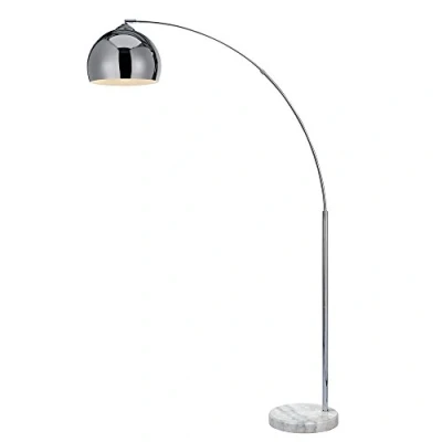 Image de Lampadaire Arquer Arc Lampe De Sol Abat jour Chrome Marbre Blanc VN L00010 EU