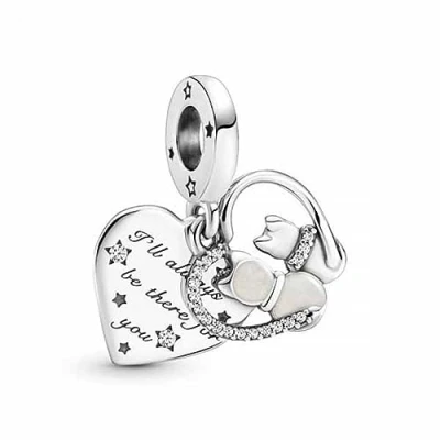 Image de Pandora 799546C01 breloque pendentif chats&amp;cœurs