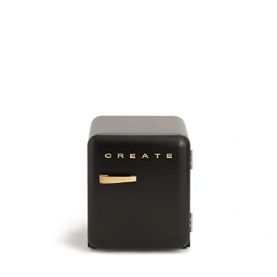 Image de CREATE / RETRO FRIDGE 50 WOOD/Réfrigérateur Noir avec Poignée Bois/Pratique et fonctionnel, Matériaux résistants