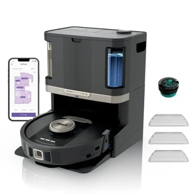Image de Shark PowerDetect 2 en 1 Robot Aspirateur Lavage, NeverTouch Pro Autovideur Autoremplissage 60 Jours, Navigation 3D LiDAR, Contournement Obstacles NeverStuck, Wi Fi/App/Alexa, Noir RV2800ZEEU