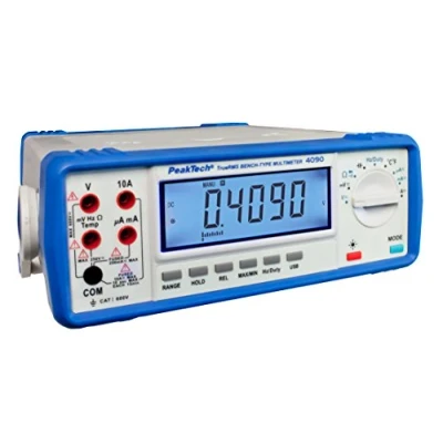 Image de PeakTech 4090 Multimètre Numérique de Table True RMS, Écran LCD, 22000 counts, Testeur Continuité, Interfaces USB, Logiciel PC, Test Tension, EN 61010 1 CAT I 600 V