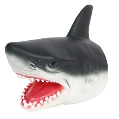 Image de Boosns 3D Requin en Plastique Marionnette à Main Gant Caoutchouc Souple Tête de Animal Interactif Jeu Rôle