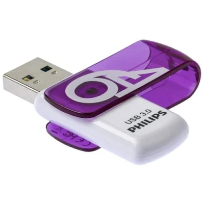 Image de Philips Vivid Édition Super Speed clé USB 3.0 64 Go avec Capuchon pivotant pour PC, Ordinateur Portable, Stockage de données informatiques, Vitesse Lecture jusqu&#039;à 100 Mo/s