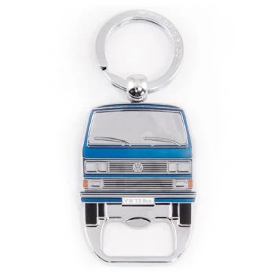 Image de BRISA VW Collection porteclés anneau Volkswagen avec accessoire et ouvrebouteille au design du Combi T3 (Face Combi/Bleu)