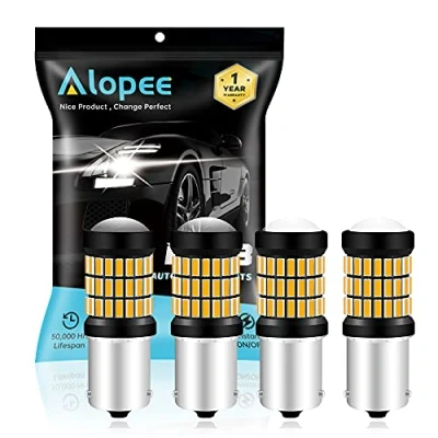 Image de Alopee PY21W 1056 BAU15S 4014 60 SMD Ampoules LED Orange/Jaune Super Brillant 700LM Ampoule pour Voiture Clignotants Feux arrière de clignotant Feu position latéral 9 18V DC 4W (Lot 4)