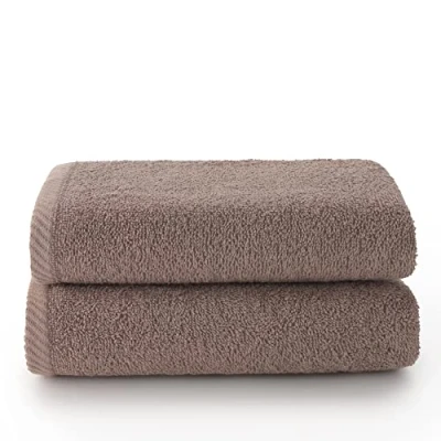 Image de Top Towel Plus Lot de 2 Serviettes Toilette Bain 100% Coton 400 g/m² Dimensions 100 x 50 cm Feuille
