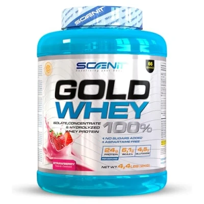 Image de Proteine Whey Gold 100% 2 kg Proteines musculation protéines protein isolate, Isolate et concentrate hydrolysat (Fraise)