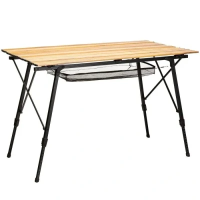 Image de Skandika Table de Camping Jamsa Pliable, réglable en Hauteur, avec Filet Rangement, légère 4,1 kg, Max 50 Plateau 90 x 52 cm, résistante aux intempéries Pliante Camping, Jardin