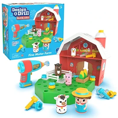 Image de Learning Resources Bolt Buddies Design &amp; Drill, jouet de la ferme avec fermier, cadeau pour garçons et filles à partir 3 ans, cadeaux enfants 3, 4, 5+ ans