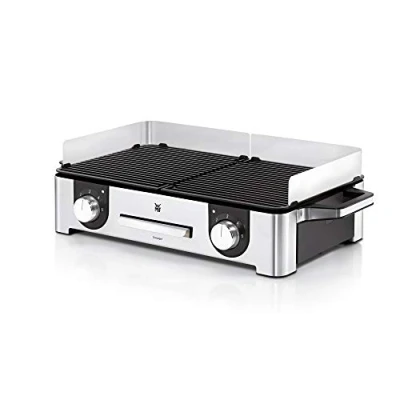Image de WMF Master Grill électrique, 2400W, Grande surface 28x50cm, Revêtement antiadhésif, Plaques amovibles compatibles lave vaisselle, Inox 18/10 Cromargan, Lono 0415280011