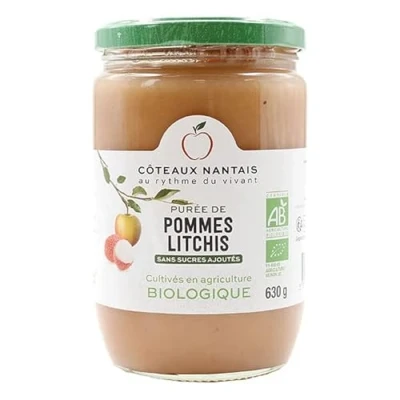Image de Côteaux Nantais Purée de pommes litchi 630g Vendu par unité