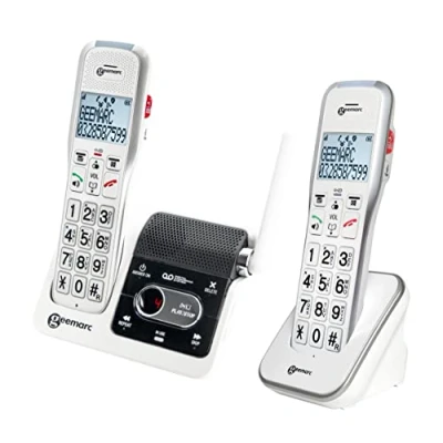 Image de Geemarc Amplidect 595 U.L.E Duo Téléphones Séniors avec Volume de Réception Amplifié, Répondeur, Fonction SOS et Système d’Interphone Intégré Perte Auditive Moyenne ou Sévère Version FR