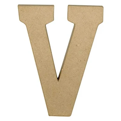Image de Décopatch AC873C Un support en papier brun mâché 15,3x2,5x20 cm, Lettre majuscule V