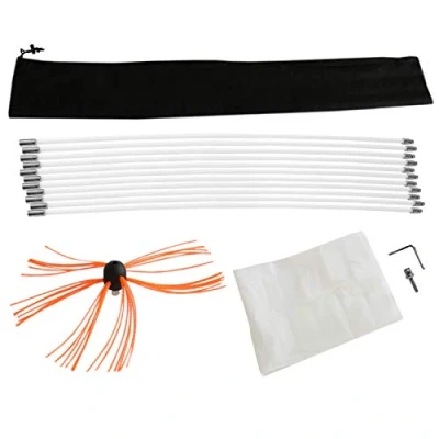 Image de Kit de Ramonage 11m Nylon Flexible Hérisson Synthétique Nettoyage Poêle Entrainement Perceuse Électrique