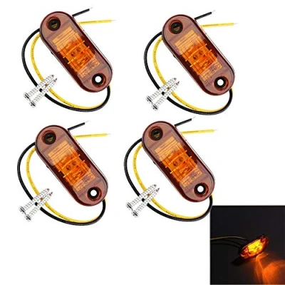 Image de PolarLander 4pcs 24v 12v Ambre LED Feu de Position latéral gabarit Clair pour Camion Remorque Jaune