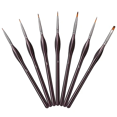 Image de Amazon Basics pinceaux fins, 8.86&quot;x 2.17&quot; x 2.17&quot;, Lot de 7, Marron