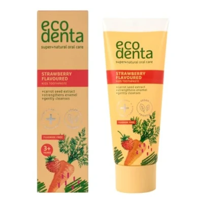 Image de Ecodenta Dentifrice Enfant Sans Fluor au Goût Fraise des Bois à l&#039;extrait de Carotte et Kalident 75ml
