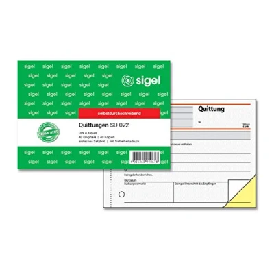 Image de Sigel SD022 Carnet de factures « Quittung» Format A6 paysage 2 x 40 feuilles sans carbone