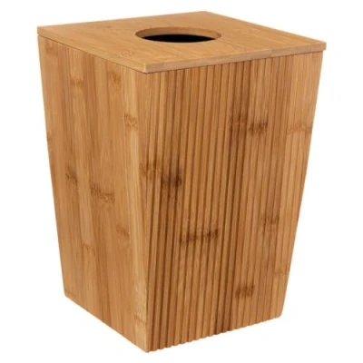 Image de 5five Poubelle de Salle Bain 6 litres en Bambou avec Couvercle Bois Design pour WC