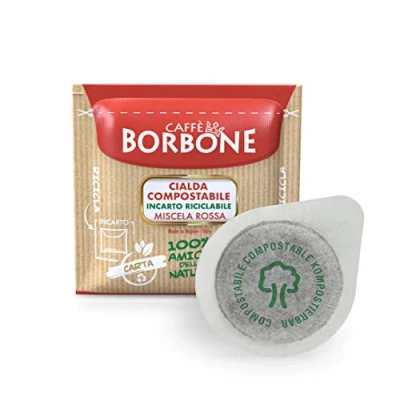 Image de Caffè Borbone Dosette Compostable, Emballage Recyclable, Mélange Rouge 100 Dosettes de Café Système ESE
