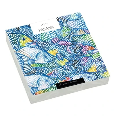 Image de Lot de 20 serviettes en papier Motif poissons dans des couleurs vives Décoration table découpage Technique serviette 33 x cm