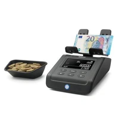 Image de Safescan 6165 Compteuse valorisatrice pour pièces et billets de avec reconnaissance automatique du rouleau Balance un comptage rapide facile tiroir caisse