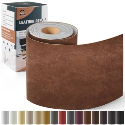Image de Simili Cuir Autocollant, 10 x 160cm Patch de réparation en Auto adhésif, Kit pour Sièges D&#039;auto, Canapés, Bateau, Chaises Nouveau Brun foncé