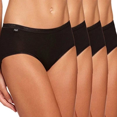 Image de Sloggi Basic + Midi Slip Lot de 4 (3+1 gratuit) Femme Noir FR : 50 (Taille fabricant 48)