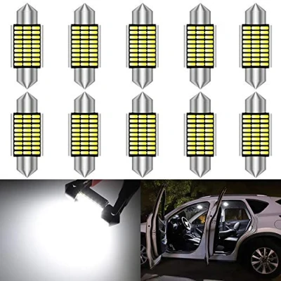 Image de KATUR 36mm Festoon C5W LED Ampoules 6000K lumière Blanche Canbus sans Erreur pour 6418 6461 6486X éclairage de Porte Plaque d&#039;immatriculation intérieure (10pcs, Blanc)