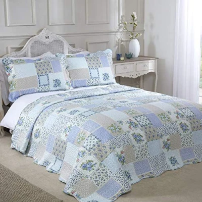 Image de Emma Barclay Couvre lit Cotswold 100% Polyester Simple Bleu