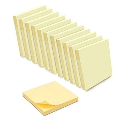 Image de WAYTEX 1200 Notes autocollantes repositionnables jaune pastel 12 blocs de 100 feuilles 75x75 mm