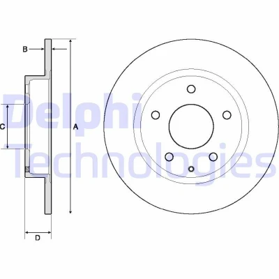 Image de DELPHI BG4707C Disque de frein 265 9 5 plein revêtu non traité sans roulement roue, bague ABS MAZDA: 3 3/5 portes, CX 3, 30