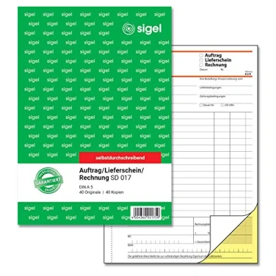 Image de Sigel sd017 Combinaison livre, commande/bon de livraison/facture A5, 2 x 40 feuilles, autocopiant